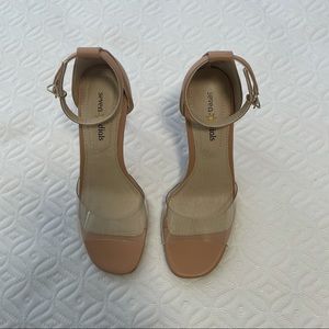 Clear open toe heels